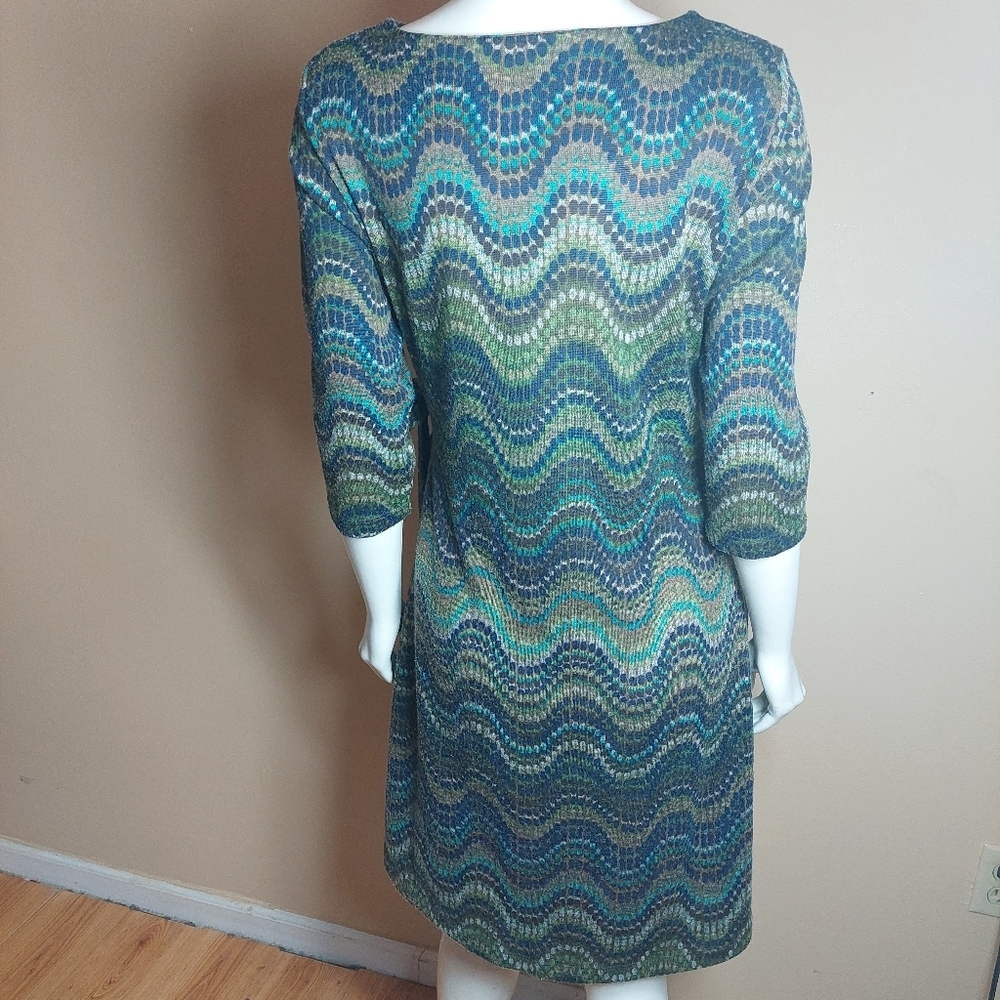 PULL IN 24HRS Shelby & Palmer Knit Blue Green Dress Size Medium - Picture 11 of 11